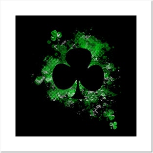 St. Patrick's Day Shamrock Dot Paint Splatter Design Posters and Art